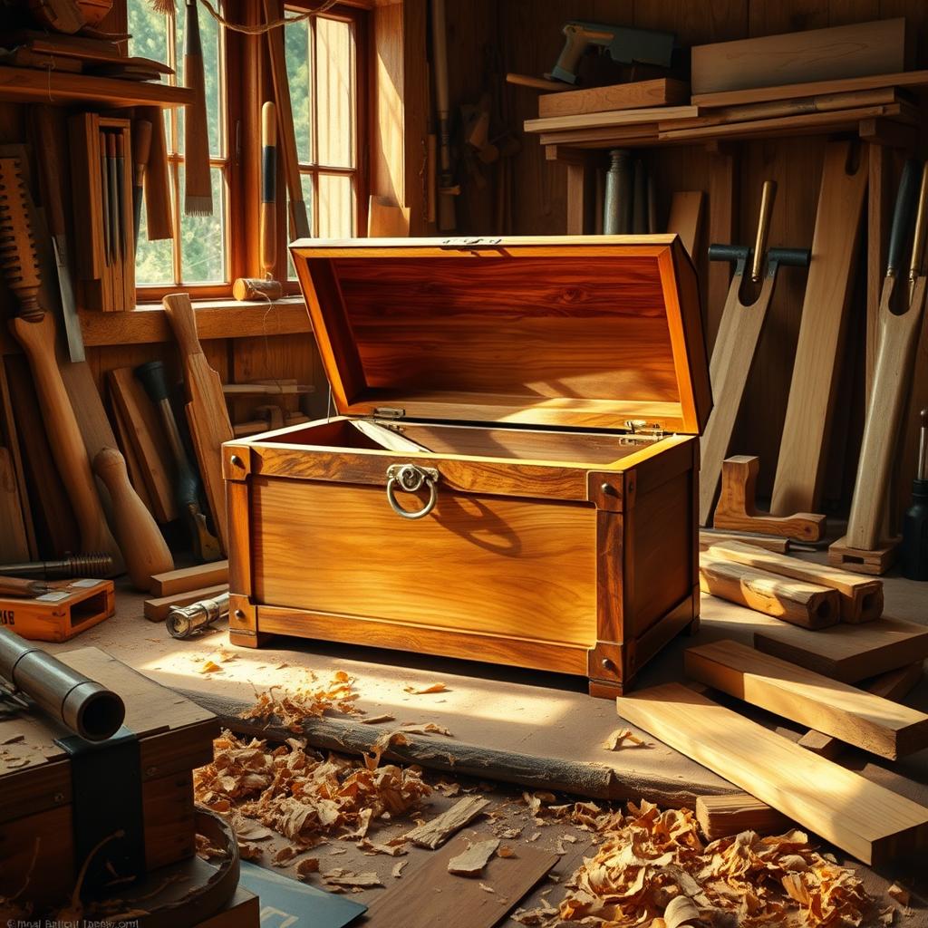 Woodworker Treasure Chest in a workshop